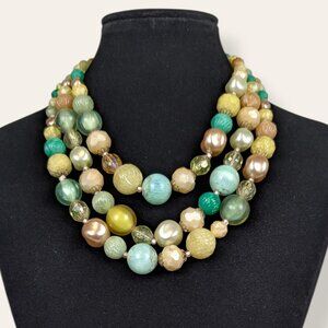 V. 3-Strand Colourful Beaded Statement Necklace
